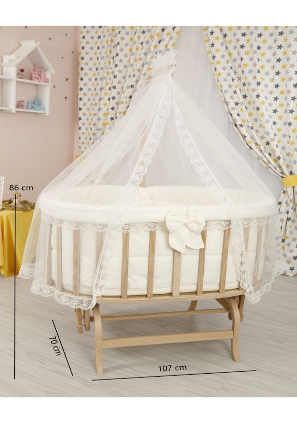 Babybett mit französischem Schlafset in Creme