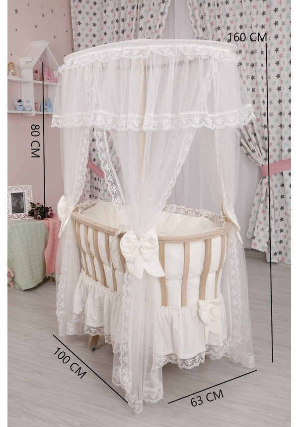 Holz-Babybett mit Schaukelfunktion & Rollen