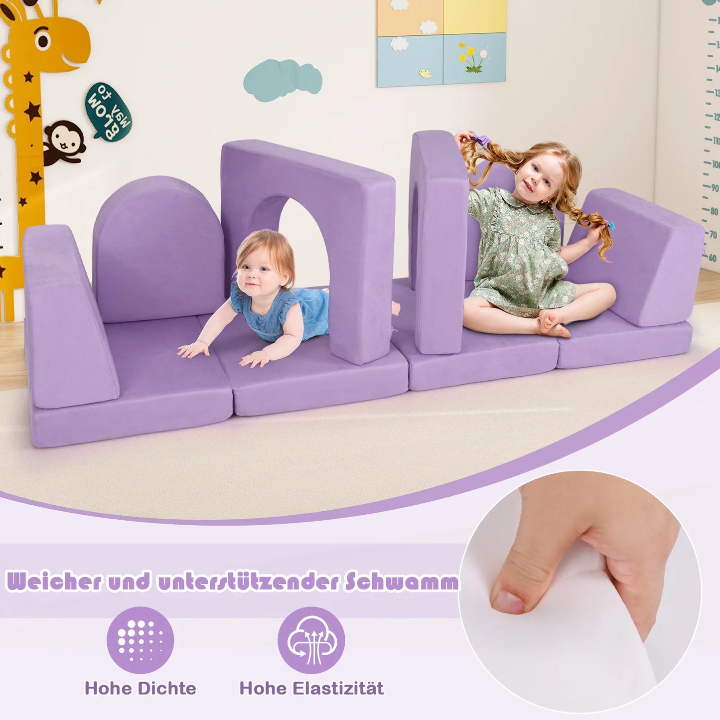 8-teiliges Modulares Kindersofa – Spielen, Entdecken & Entspannen