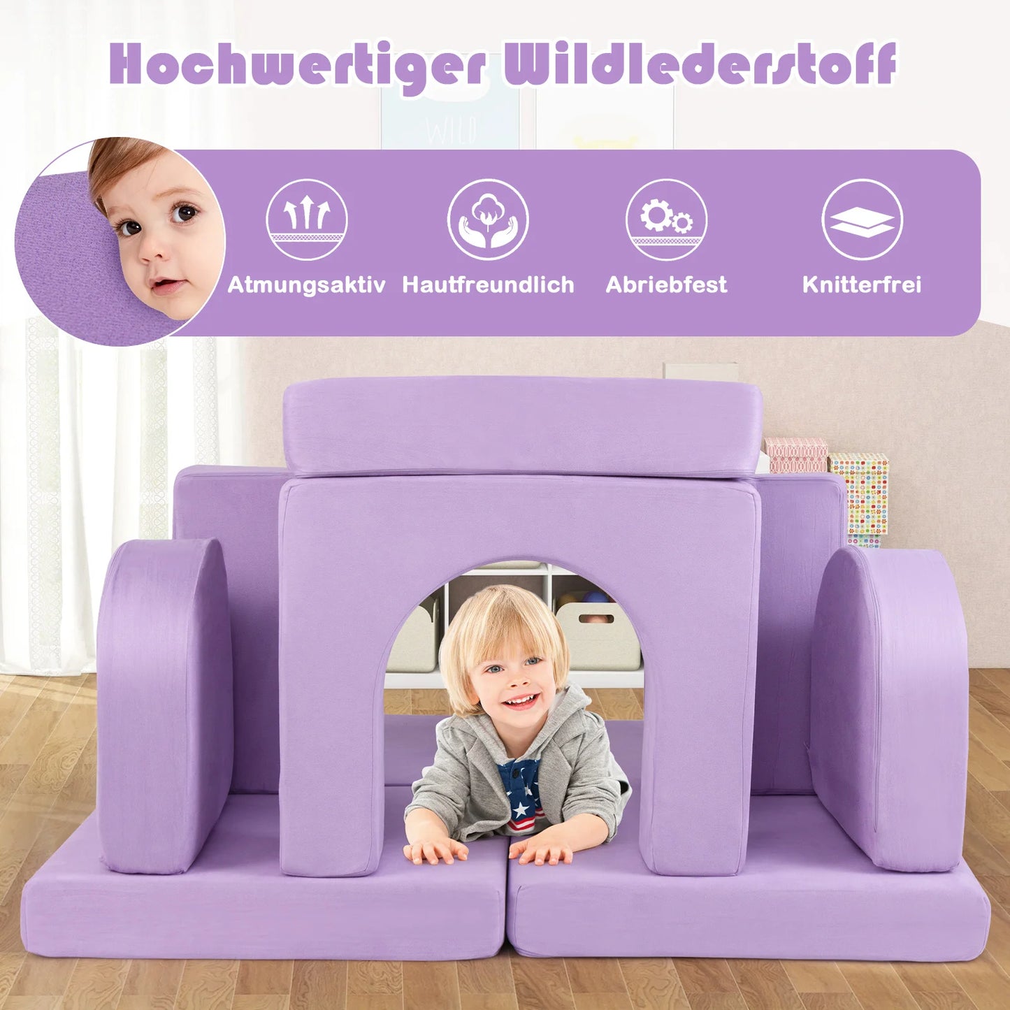 8-teiliges Modulares Kindersofa – Spielen, Entdecken & Entspannen