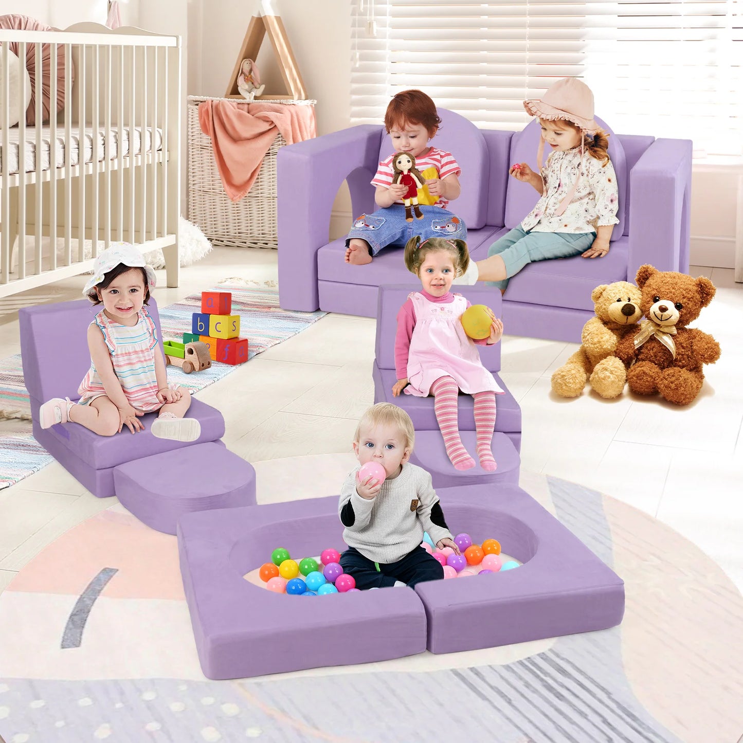 8-teiliges Modulares Kindersofa – Spielen, Entdecken & Entspannen