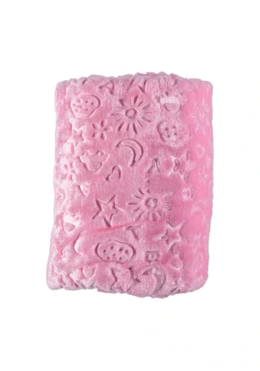 Weiche dicke rosa Babydecke, geprägtes Muster Plüsch große Größe 100 x 120 CM