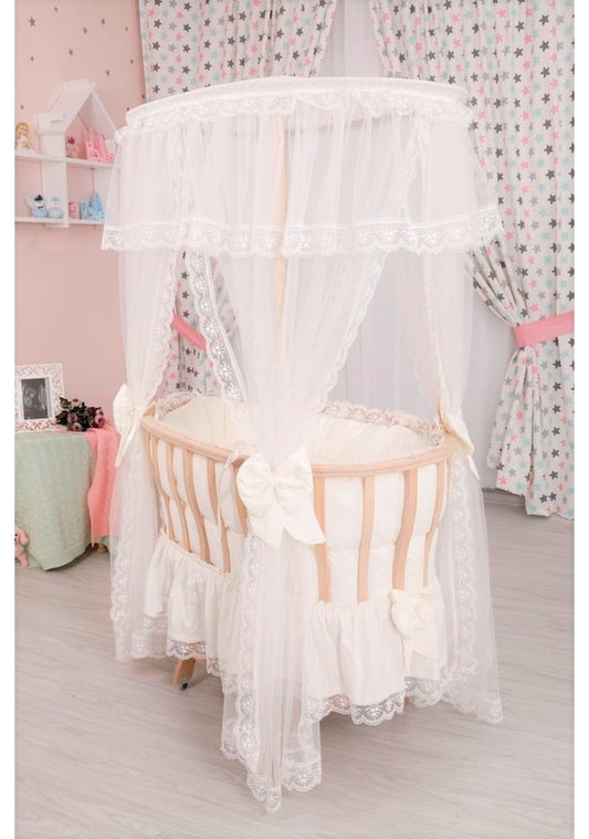 Holz-Babybett mit Schaukelfunktion & Rollen