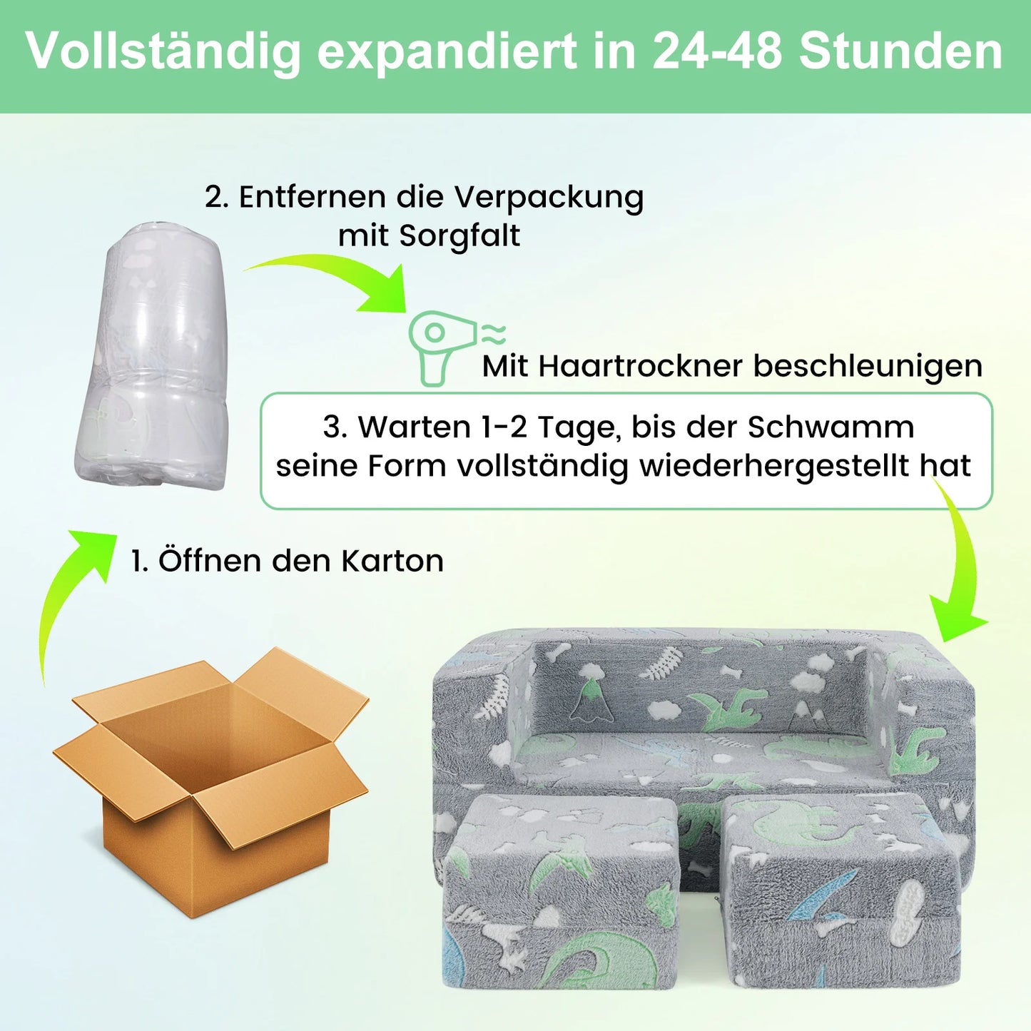 Magisches Kinder-Sofa – Leuchtet im Dunkeln & fördert die Kreativität